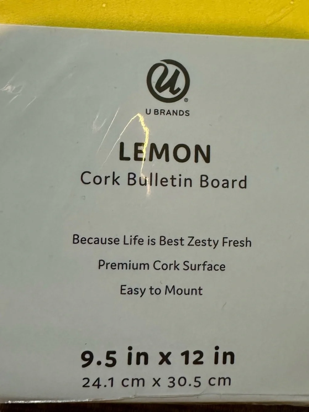 Ubrands Lemon Cork Bulletin Board - NWT